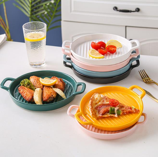 Binaural Multicolor Striped Baking Plate | Dinnerware Suppliers