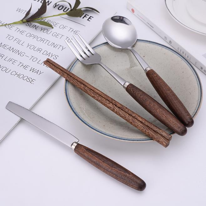 Creative wood grain wooden handle cutlery | Dinnerware Suppliers